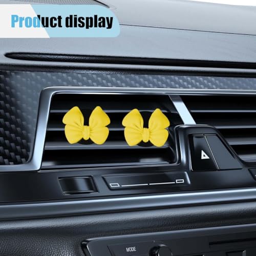Image of 6PCS Bow Car Air Freshener Clips, Cute Air Conditioning Vent Clip, Aesthetic Car Interior Decoration Accessories, Automotive Dashboard Air Vent Trim Clip for Women Girl (Yellow)