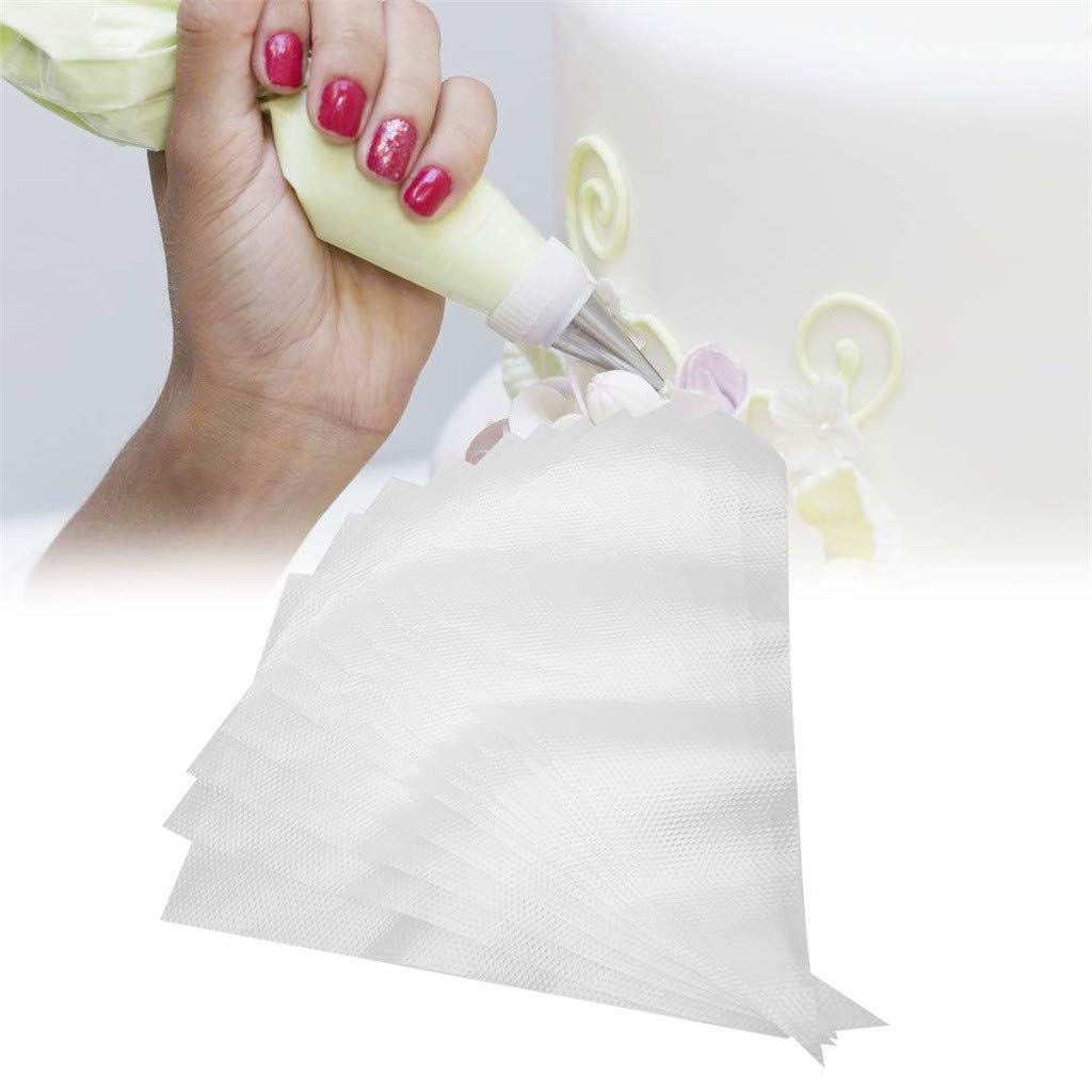 100 bolsas de decoración semi-transparentes para alimentos, paquete de pasteles desechables, bolsa para hornear, cocina, comedor y bar, juegos de utensilios para hornear con tapas