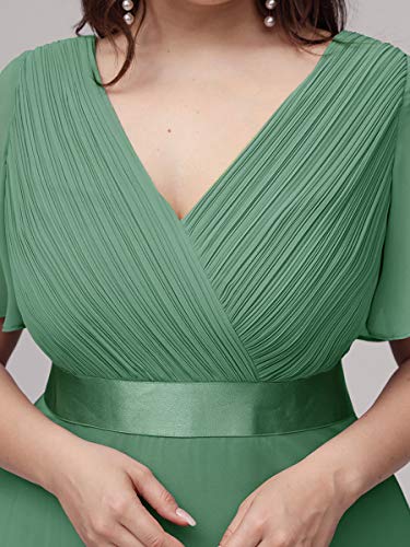 Image of Ever-Pretty Women's Chiffon Formal Evening Dresses for Curvy Women V-Neck Plus Size Floor Length Bridesmaid Dress