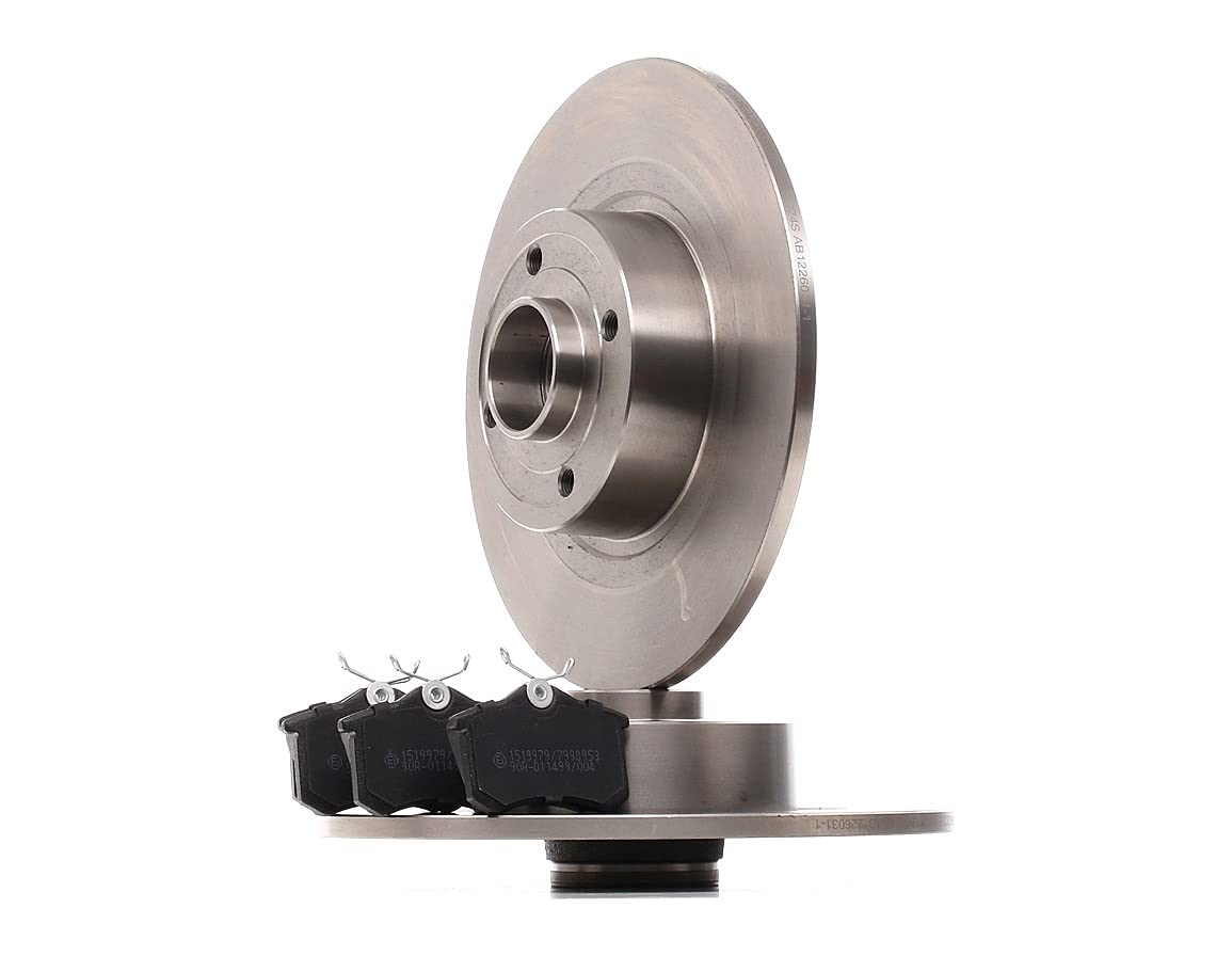 RIDEX 3405B1187 Juego para eje Kit de discos de freno y pastillas Trasero con accesorios con muelle con cojinete rueda con anillo sensor ABS Compatible con RENAULT Megane 2 Ranchera familiar KM0/1