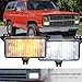 OEM Front Turn Signal Lights for 83-86 Chevy C/K C10 C20 C30 K10 K20 K30 GMC C1500 K1500 Amber Bumper Signal & White Parking Light Corner Marker OEM# 915908 GM2520122 Clear Lens With 2Pcs Led Bulbs