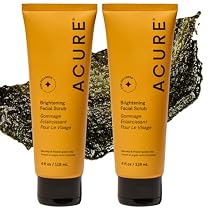 مقشر الوجه Acure Brightening - غسول تقشير الوجه، مقشر يومي لطيف للنساء والرجال لبشرة مشرقة، غسول منظف بعشب البحر والطين الأخضر الفرنسي - 4 أونصة 2 عبوة
