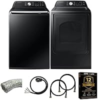Vista 1 de Samsung Smart 4.7 Cu Ft Top Load Washer & 7.4 Cu Ft Electric Dryer, Sensor Stops Overdrying, Low Vibration Quiet Wash, WaterJet w/Power Cords