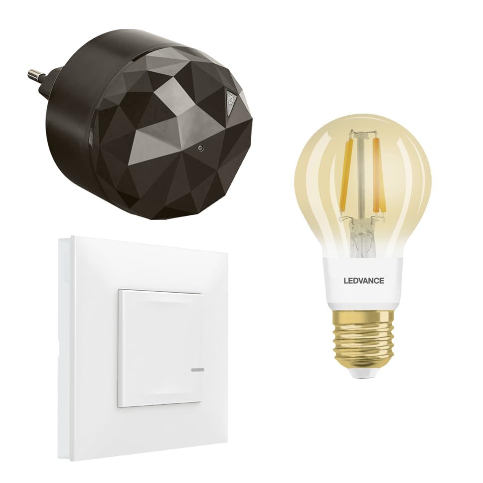 Legrand Starter Pack Valena Next con Netatmo: 1 Gateway enchufable + 1 Comandos Inalámbricos de iluminación + 1 Bombilla Inteligente E27 Vintage/Blanco, 199209