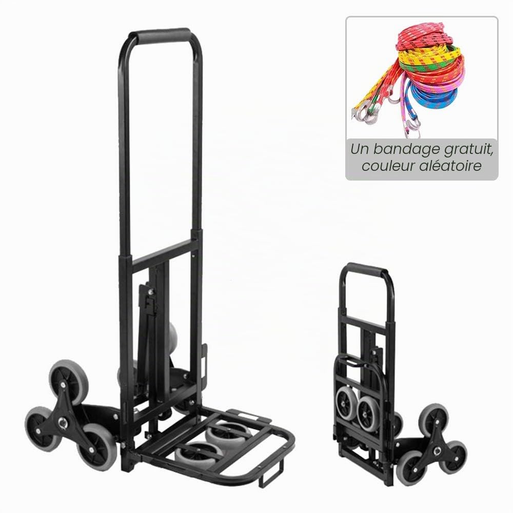 Sogesfurniture Diable robuste télescopique roues auxiliaires montant escaliers charge 150 kg