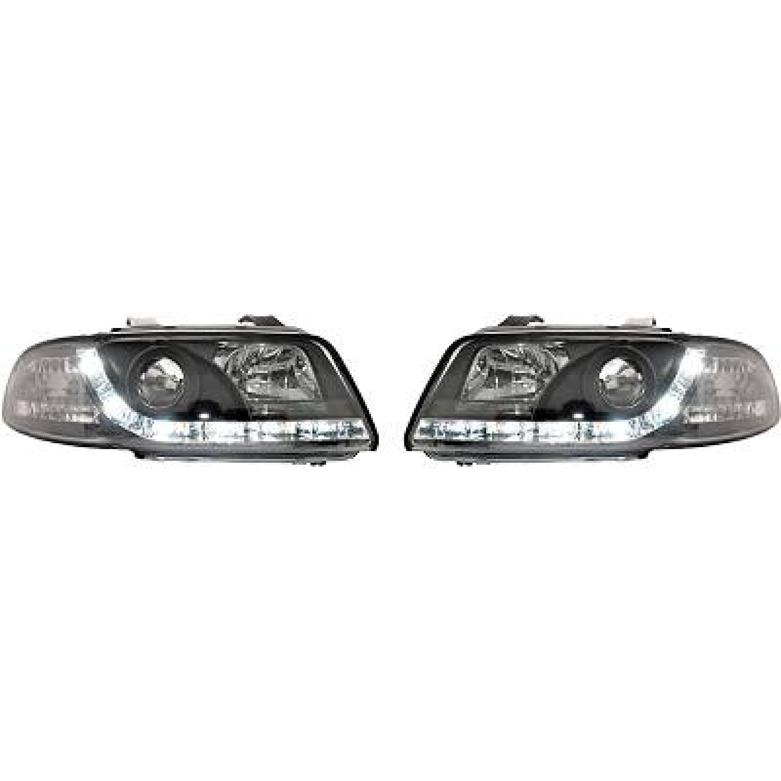 Juego de faros delanteros compatible con Audi A4 B5 H1 1994-1998 Halógeno