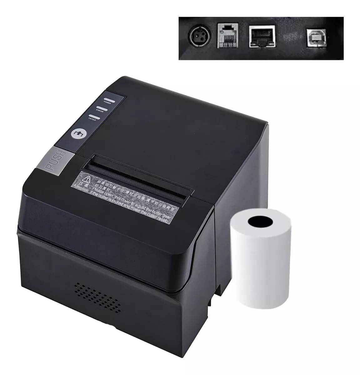 Thermal Receipt Printer, 80mm POS Printer, Restaurant Kitchen Printer with Auto Cutter, USB/Ethernet Interface for Windows/Mac/Linux, Support Cash Drawer, Not Compatible with Square