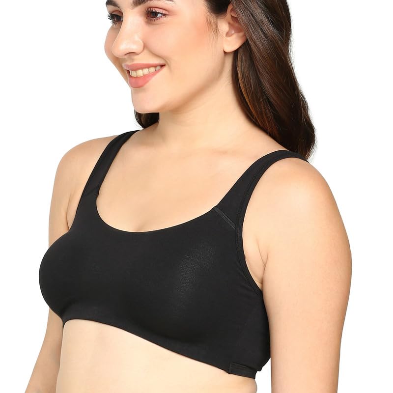 Image of BLOSSOM Women's Anti- Microbial Treated Fabric Double-Layered Cups, Keyhole Back Design, and Easy Slip-On Everyday Bra Aesthetic Bra