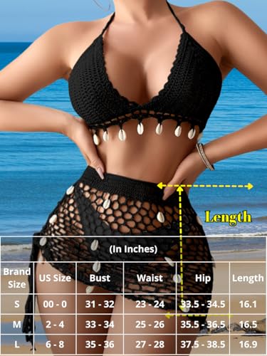 Womens Sexy Two Piece Cover Up Skirt Set, Backless Shell Boho Crochet Swimsuit Coverup, Summer Beach Vacation Outfits4