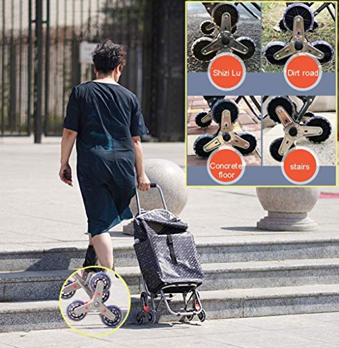 Klappbarer Einkaufstrolley mit Sitz & 6 Rollen & Lebensmittel-Treppensteigwagen & Wasserdicht & Sitzdesign hinter dem… – Bild 7