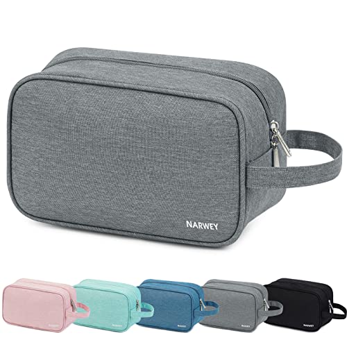 Narwey Travel Toiletry Bag for Women Traveling Dopp Kit Men Toiletries Bag Cosmetic Bag Makeup Bag Medicine Bag for Traveling (Grey)