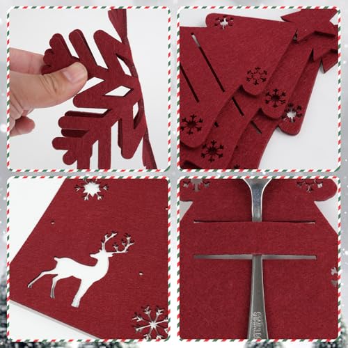Pack of 19 Felt Christmas Place Mats, Christmas Place Mats for 6 People, Christmas Felt Coasters, Cutlery Bag, Table Runner - Image 3