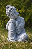 Schneemann-Versand Budda Stein Optik müde Thai Buddha Garten Figur Statue Feng Shui ca.35 cm