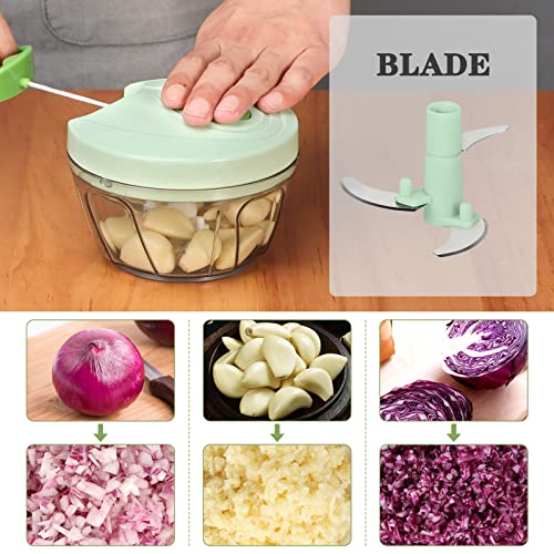 Image of Cambom Hand Pull String Vegetable Chopper - Onion Chopper, Durable BPA Free Food Safe Material (2 Cup-Green)