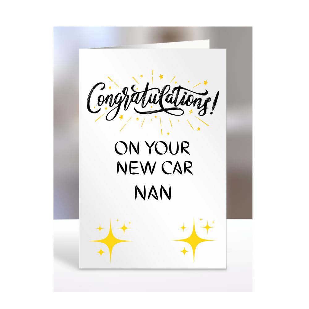 Congratulations on your new car Nan Card, Gifts for Men, Women, Presents for Man, Woman or Person, Greetings Card, A5-126_147 — image 1