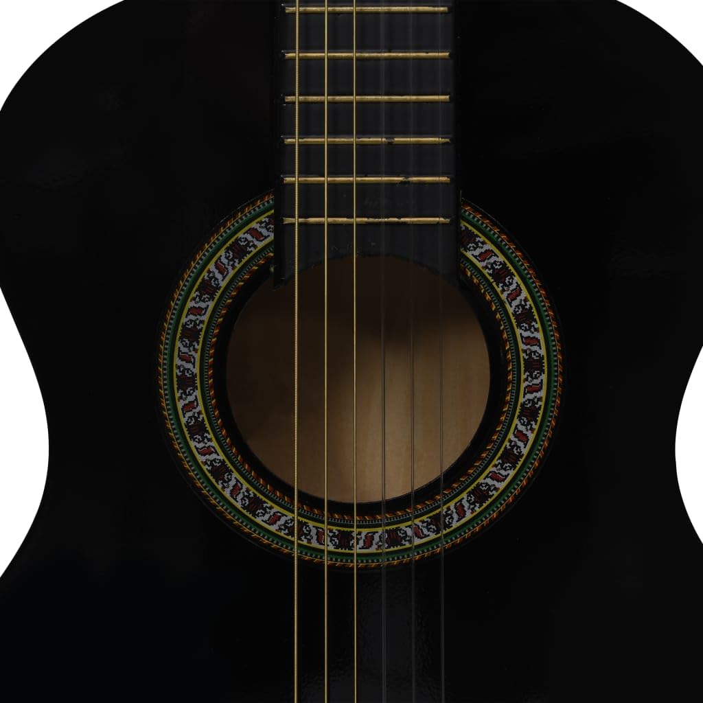 Klassische Gitarre für Kinder und Amateure Schwarz 1/2 34" Kindergitarre Holzgitarre Kinder Klassische Gitarre Erwachsene Gitarre Anfänger Klassische Gitarre 32.5x7.7x87.5cm