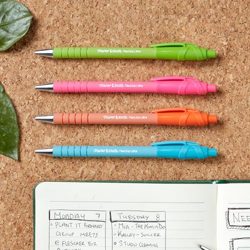 Paper Mate FlexGrip Ultra Retractable Ballpoint Pens | Medium Point | Blue Ink | 6 Pack | Bright Pink Retro Barrels - Image 7