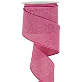 MEEDEE Valentine Ribbon Hot Pink Burlap Ribbon Wired 2.5 Inch x 10 Yards for Wreath Supplies Gift Wr