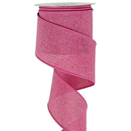 Meedee Valentine Ribbon Hot Pink Burlap Ribbon Wired 2.5 Inch X 10 Yards For Wreath Supplies Gift Wrapping Crafts #TOP5