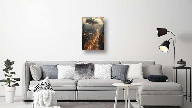 Steampunk City Canvas Poster Wall Art Decor Print Picture Paintings for Living Room Gift ForBedroom Decoration 24x36inch(60x90cm)