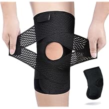 Knee Brace for Knee Pain, Compression Knee Support with Side Stabilizers for Women and Men, Knee Pad for Meniscus Tear Relief,Running, Workout Black,L