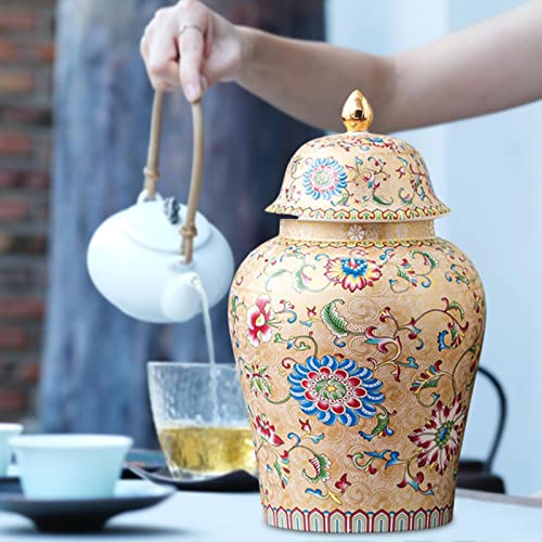 Jarra de Cerâmica Estilo Chinês de Gengibre Armazenamento de Chá Decoração de Escritório Vaso Secas
