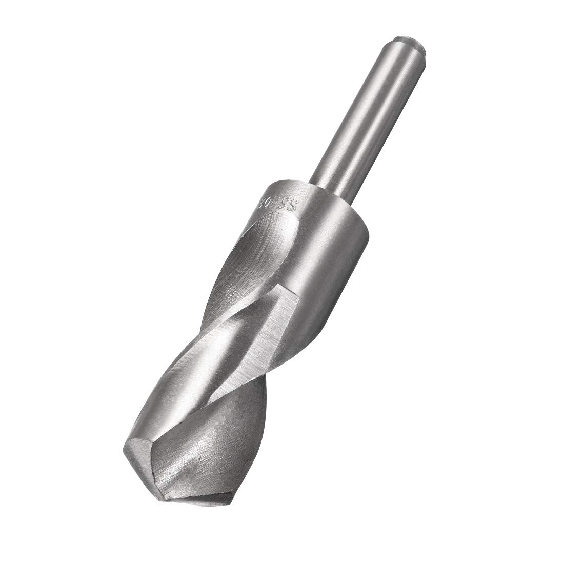 sourcing map Foret Hélicoïdal Mèche à Queue Réduite Tige 30mm en Acier Haute Vitesse HSS 4241 avec Tige Droite de 1/2 pouce Argent