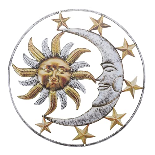 Cabilock 1 Pc Sol de Hierro Forjado artesanía de Metal Adorno de Sol para Colgar en la Pared decoración Ornamento Adorno Personalizado Adorno de Arte de Hierro Exterior Decorar Colgante