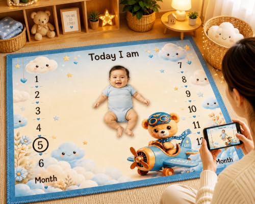 Image of NEW COMERS Milestone Baby Blanket for All Season Play Mat, Super Soft Foam | 3 Layer Thick Mat Blankets for Kids /New Born Monthly Photoshoot
