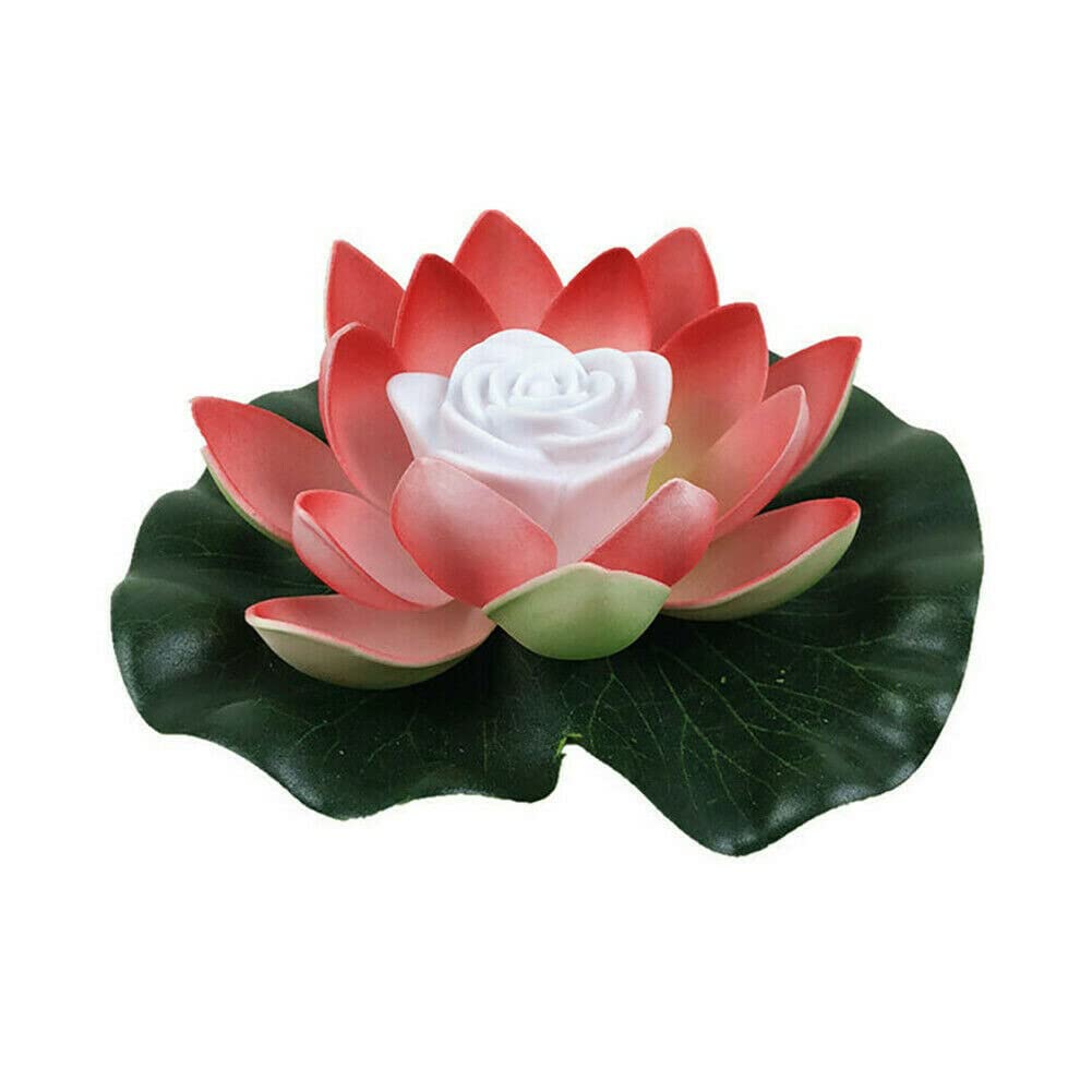 AOLI Floating Solar Powered LED Lotus Flower Lights Pond Pool Garden Landscape Lamp (Red)