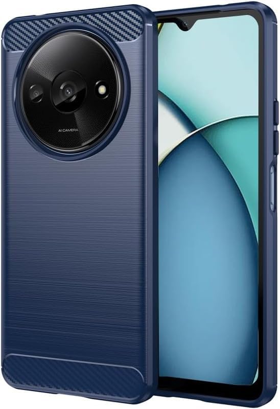 Image of NPRC Hybrid Ultra Slim Protective Case TPU Non-Slip Carbon Fiber Texture Shockproof Case Cover for Poco C61 - Blue