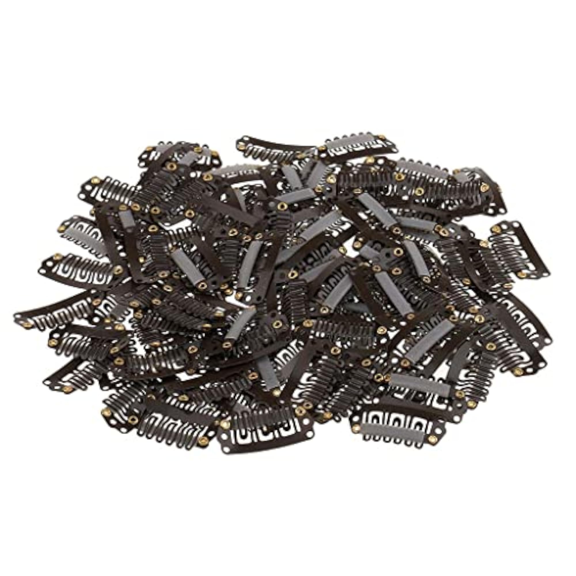 2x100pcs Metal Snap Clips for Hair Extensions, Dark Brown