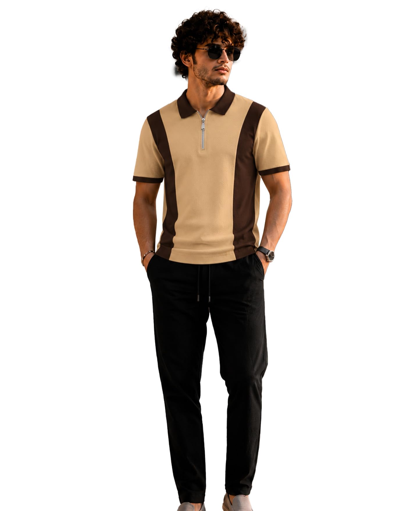 ausk Men's Polo T-Shirt & Track Pant Co-Ord Set | Cotton Blend Regular Fit Half Sleeve Polo Neck Tshirt with Elastic Waist Track Pant | Casual Lounge, Travel & Weekend Wear Outfit Set for Men-picture-49