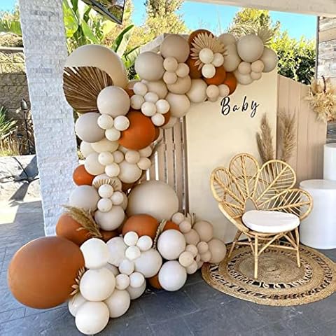 Beige Balloon Arch Kit, 124 pcs Neutral Nude Balloon with Accessories, Easy to Assemble Helium Boho Balloon Arch Kit for Birthday Decorations and Wedding Party and Kids Shower Party Balloon Cover