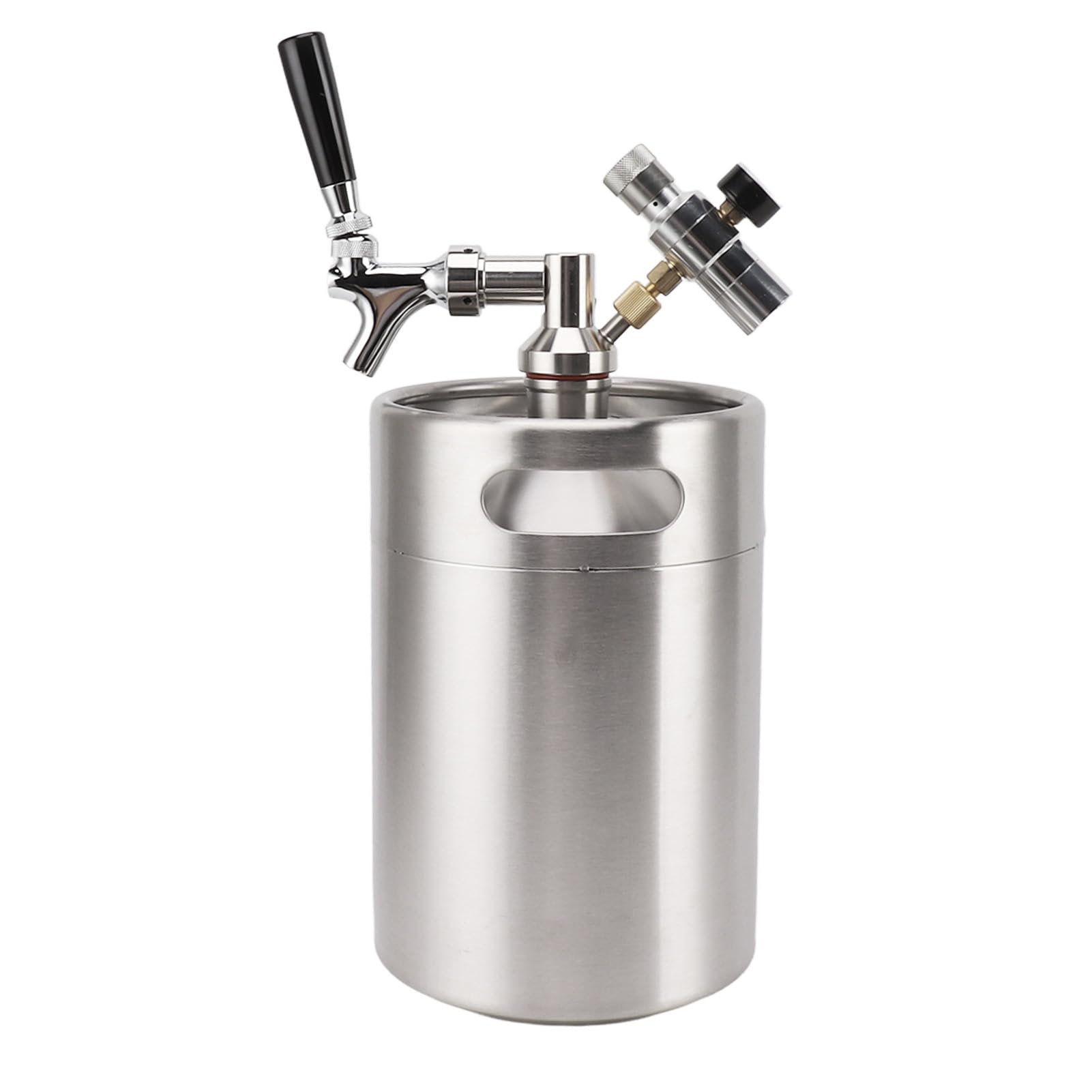 Fassbier-Zapfanlage, Mini-Edelstahl-Bierfass mit 60-psi-Messgerät, Zapfventil, 5 L, Unter Druck Stehendes Mini-Bierfass, Tragbares Bier-Growler-Zapfsystem für Kaffee in der Hausbar