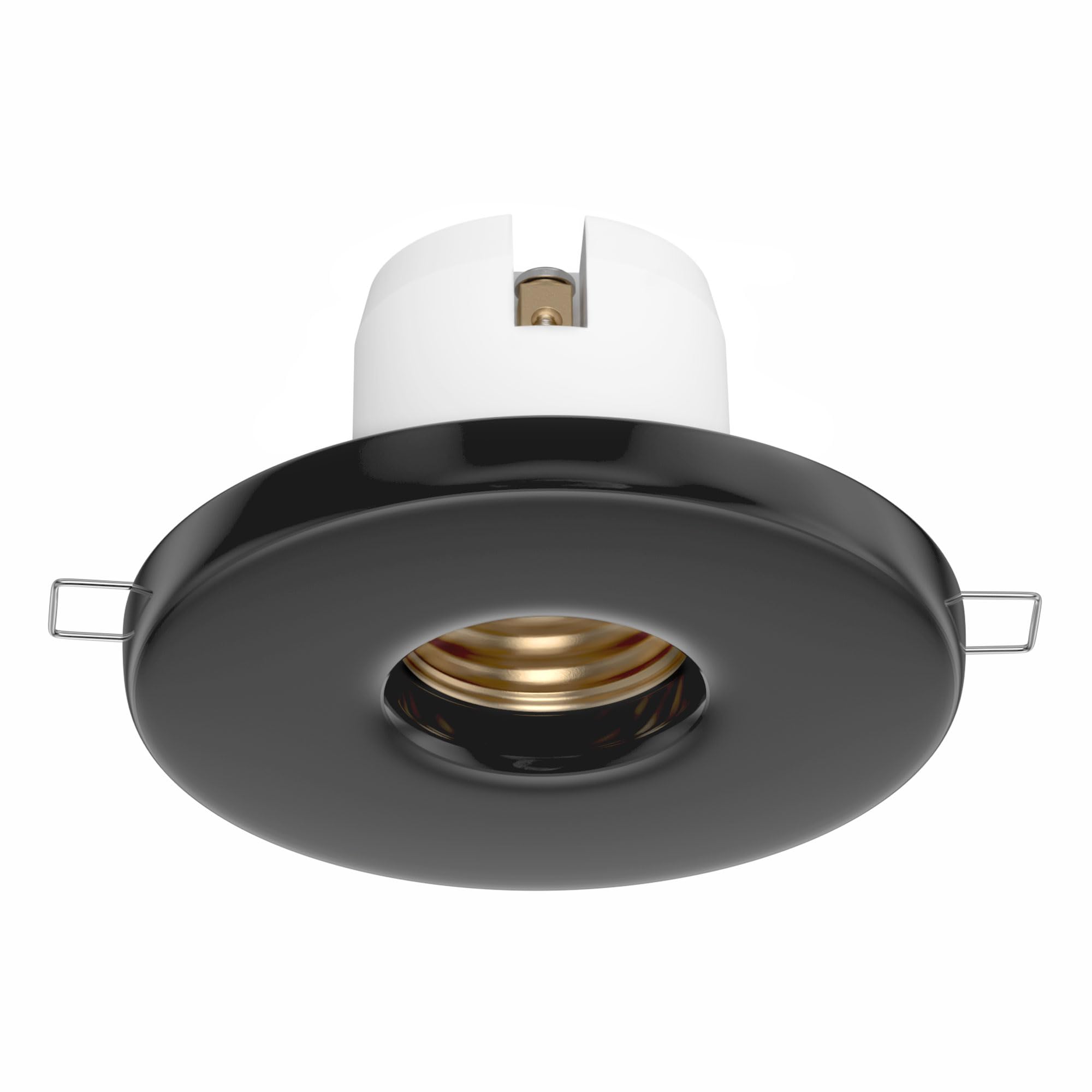 ledscom.de 10x plafonnier encastré TELA, porcelaine, noir brillant, rond, 99mm Ø, 1x E27 max. 60W