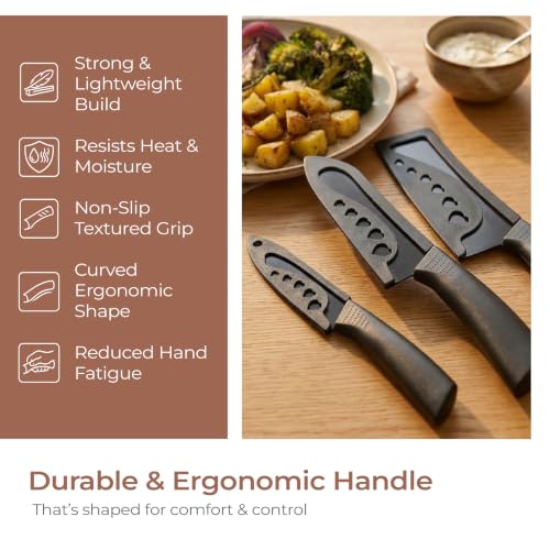Image of Lifelong High-Carbon Stainless Steel Knife Set of 3 with Protective Cover | Non-Slip PP Handle, Black Color Coated, Sharp Edge for Professional Cutting, Chopping, Dicing & Slicing at Home & Restaurant