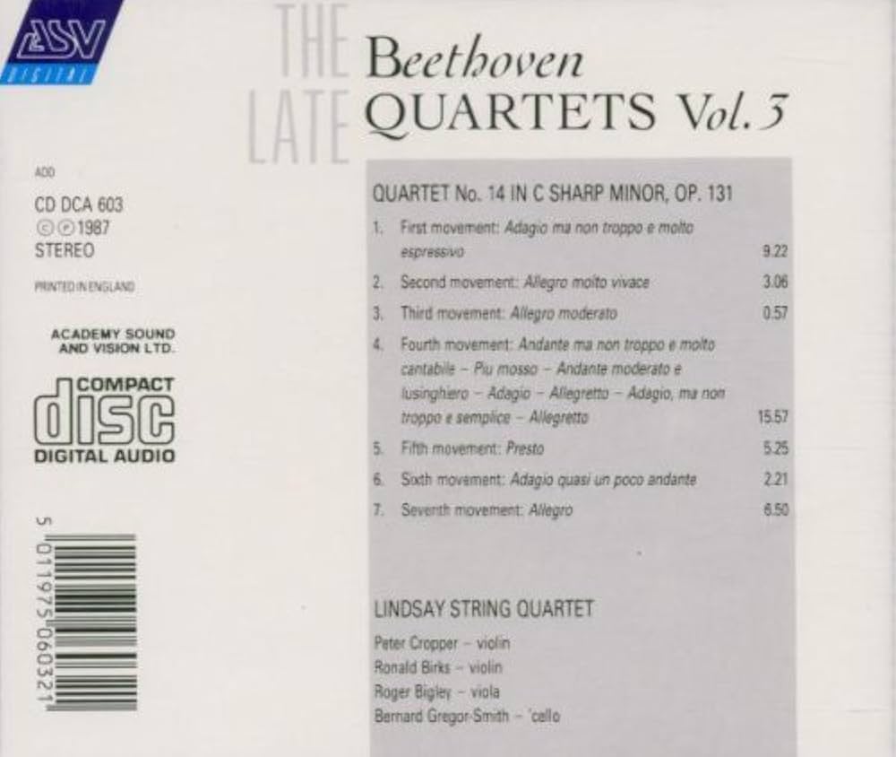 Lindsay String Quartet - Beethoven String Quartet No. 14, Op