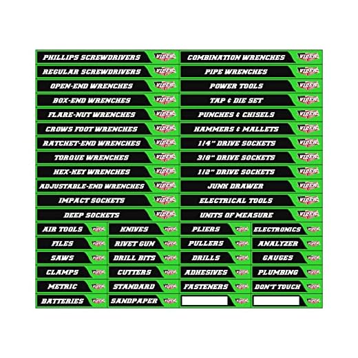 Viper Tool Storage Magnetic Toolbox Drawer Labels, Pre-printed, Lime Green