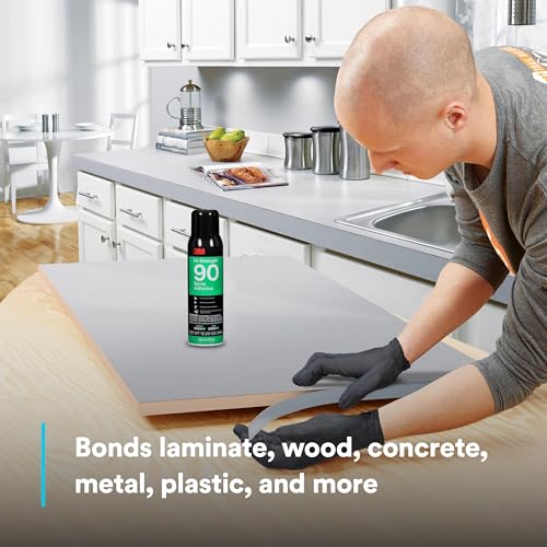 Image of 3M Hi-Strength Spray Adhesive 90, Clear Glue, Permanent, High Strength Bonding, High Tack, Bonds Laminate, Wood, Concrete, Metal, Plastic, 17.6 oz Net Wt, NOT FOR SALE IN CA AND OTHER STATES