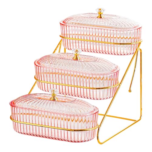 Colcolo Plato para Secos con Tapa, frutero con Rejilla, Multiusos, para Galletas y Aperitivos, 3 Layers Style C