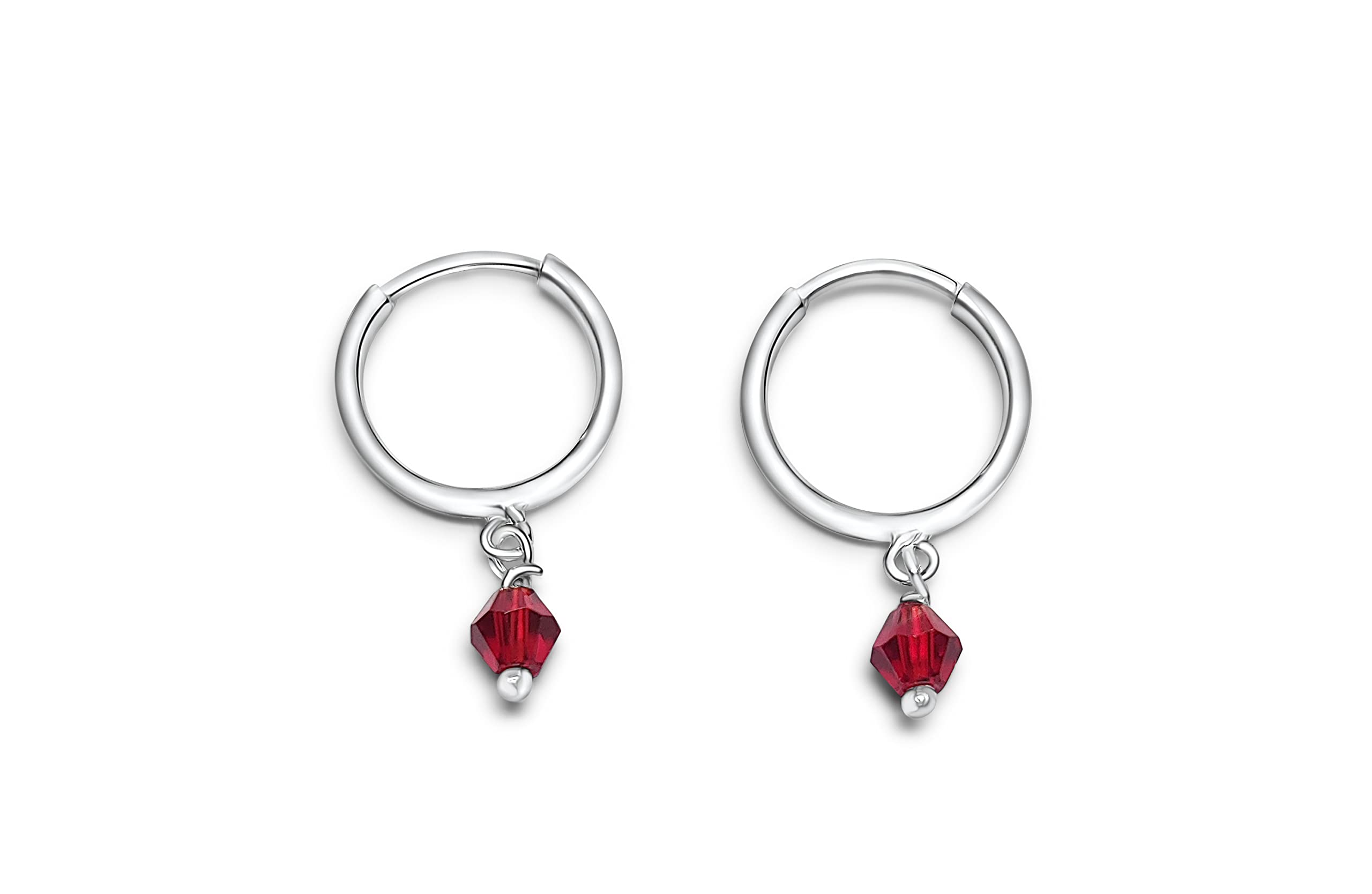 925 Sterling Silver Hoop Bali Earrings with red color crystal for Girls age between 6 years to 15 years Pure Chandi Kundal Medium size (B09TYWV3S5) Amazon Price History, Amazon Price Tracker