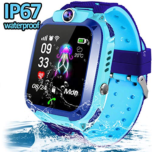 Kids Smart Watch-Waterproof Smart Watch Phone for Boys Girls-GPS Tracker Watch with SOS