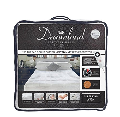 Dreamland Heated Mattress Protector Quilted Cotton Dual Control Super King