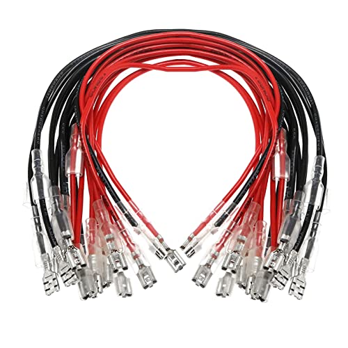 DaFuRui 30Pcs 6.3mm Double Head Crimp Terminal with Insulating Sleeve with Wire Red + Black Female Spade Quick Splice Assortment Kit 11.82