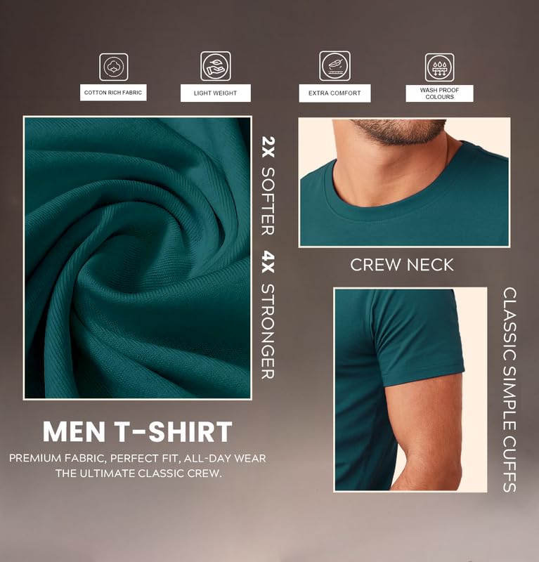 Image of Sleepynuts Men's Regular Fit Round Neck Half Sleeves Solid Casual Wear T-Shirt