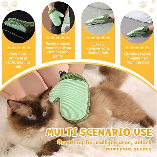 Pet Hair Removal Glove,2025 New All-in-One Grooming Mist Pet Hair Remover Gloves, Pet Hair Remover Glove for Cats & Dogs,Double-Sided Reusable Gloves for Couch, Clothing,Carpet (Green)-U8z7N26t