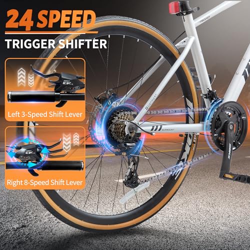 Hybrid Bike, 24-Speed 700C Wheel Hybrid Bicycle with Dual