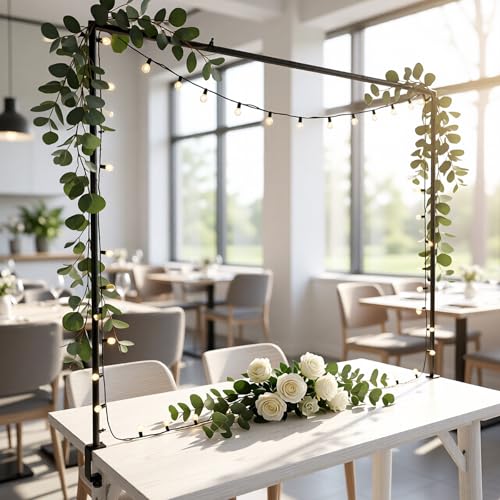 LIWEGHT Over The Table Rod Stand with Clamps 31.49 Tall 33.85-133.85 Length Adjustable Metal Table Arch Hanging Balloon Stand for Weddings Birthdays Party Garden Arbors Decoration