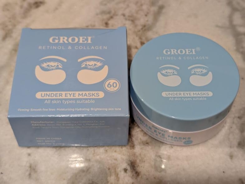GROEI 60Pcs Eye Patches for Puffy Eyes – Retinol Collagen Hydrogel Under Eye Patches - Dark Circles, Fine Lines – Hydrating, Firming, Brightening Skincare for All Skin Types